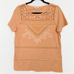 Sundance Boho Embroidered Mesh Marigold Yellow Top, S